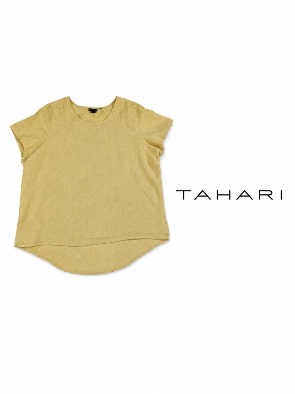 TAHARI 100% Linen Short Sleeve Top – Size 2XL
